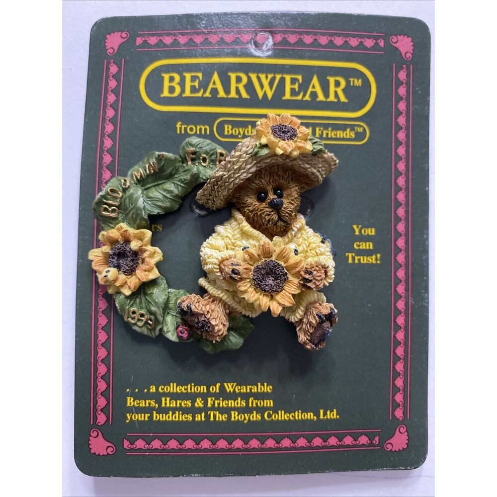 1999 Boyds Bears & Friends Bearwear Bloomin 20th Anniversary Pin Retired